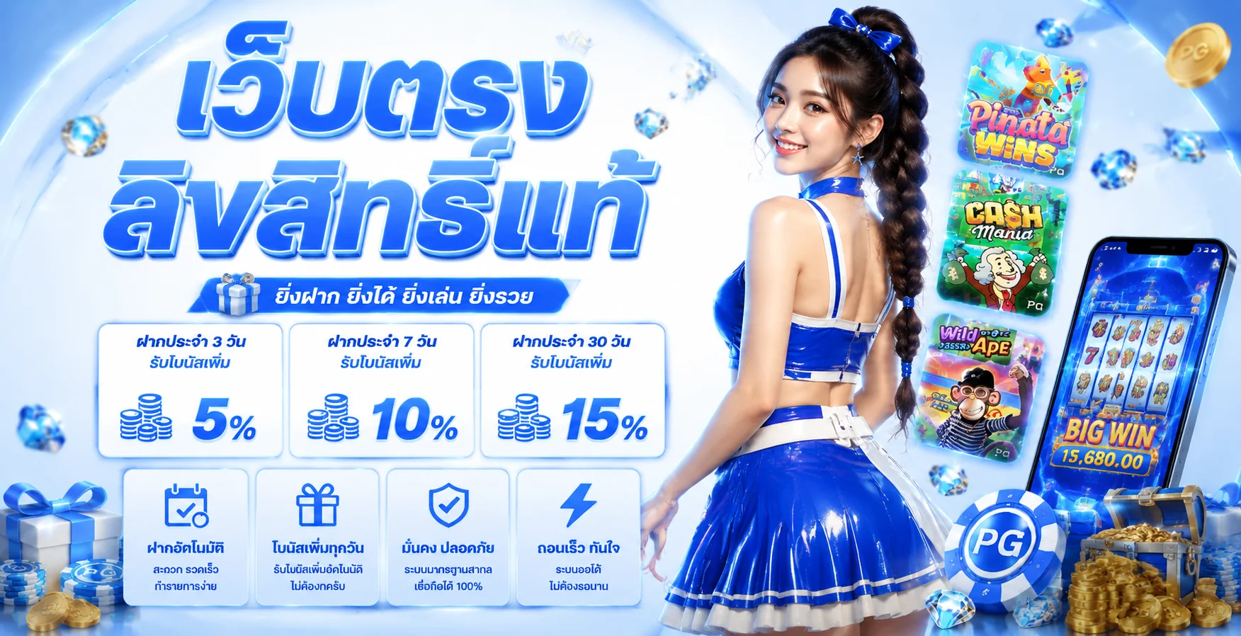 ภาพแนะนำบริการและทางเข้า 3DBET โทนน้ำเงิน